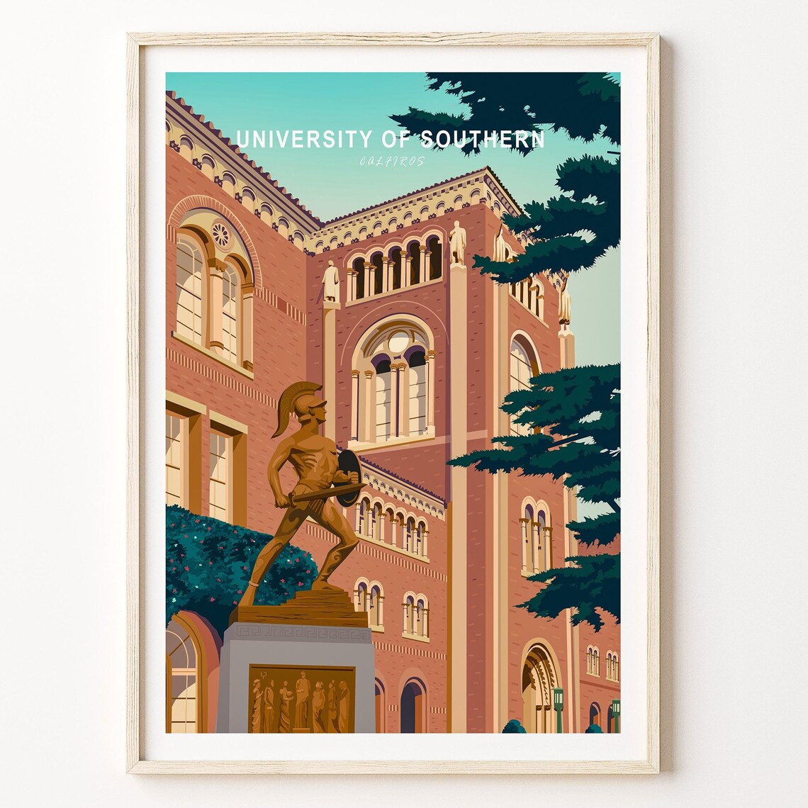 University of Southern California Trojan Statue Brick Campus Poster