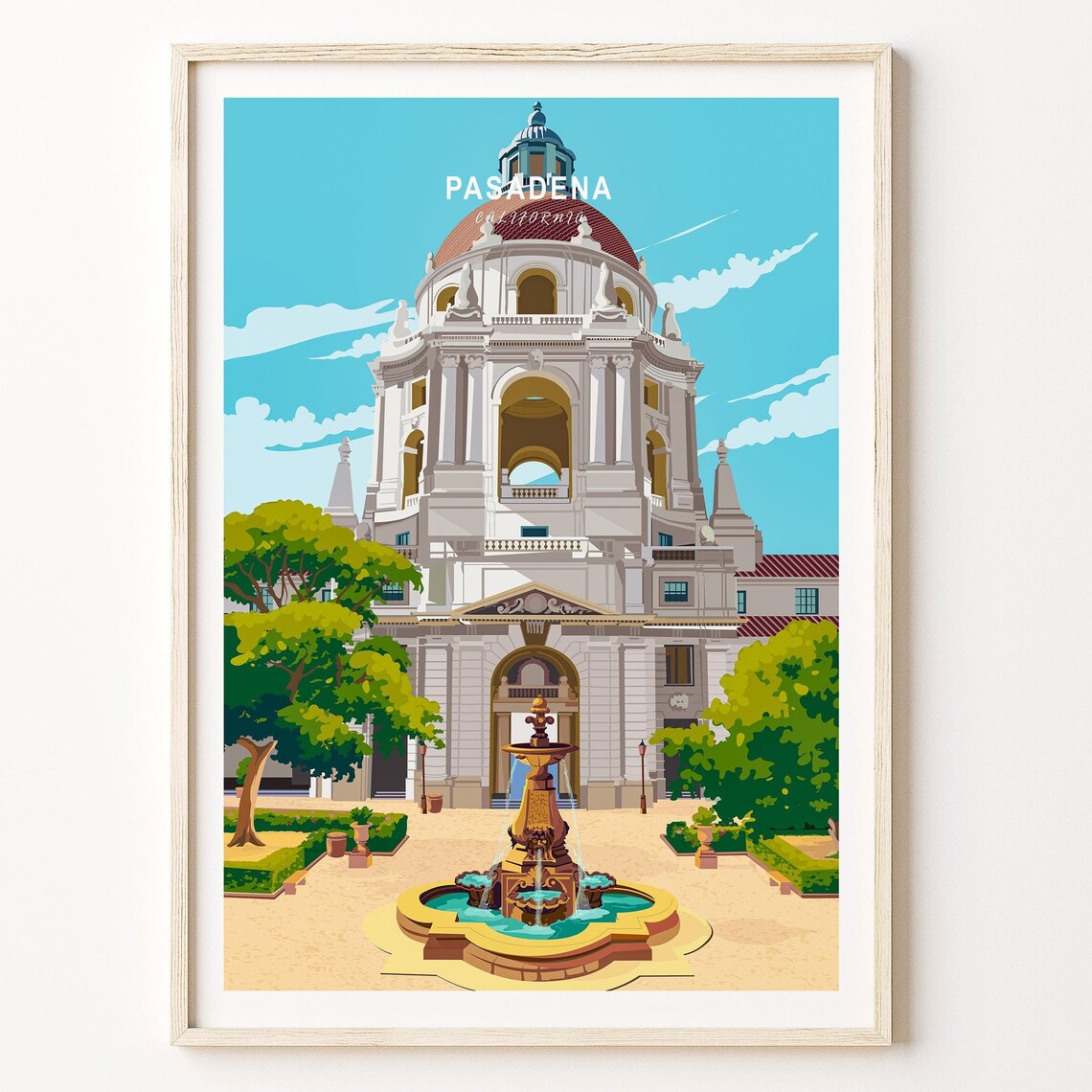 Pasadena California Historic City Hall Tower Blue Sky Poster