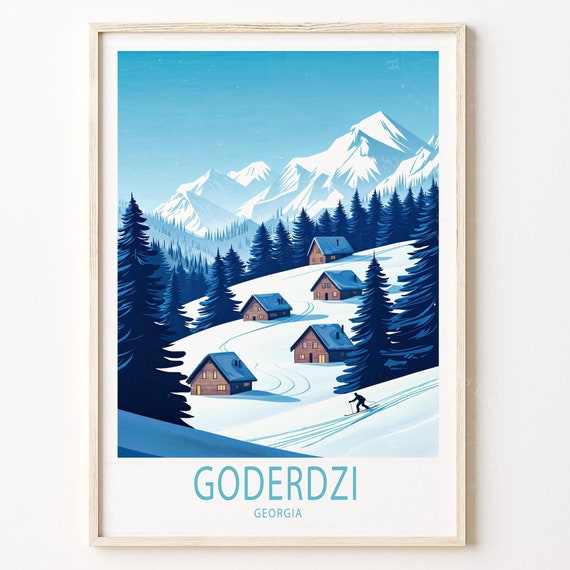 Goderdzi Ski Resort Wall Art Georgia Winter Print Skiing Poster Vacation Decor Personalised Gifts