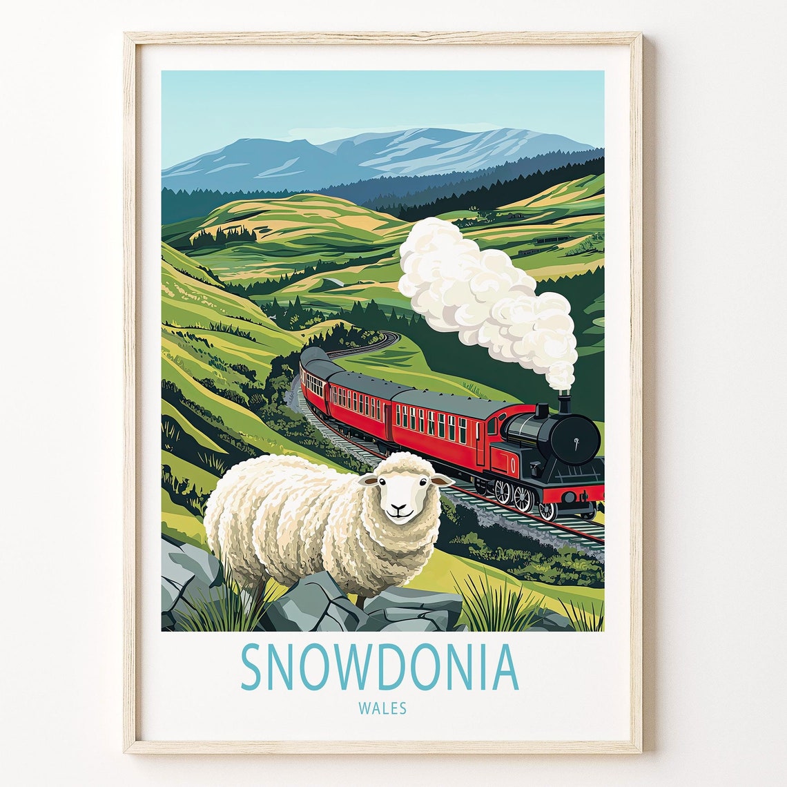 Snowdonia Travel Poster Wales Travel Wall Art Snowdonia Wales Travel Print Birthday Gifts Wedding Gifts Home Decor
