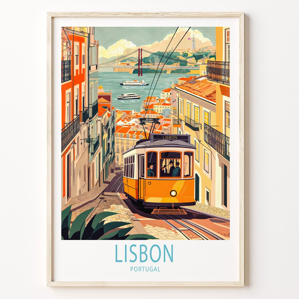Lisbon Portugal Wedding Present Wall Art Print