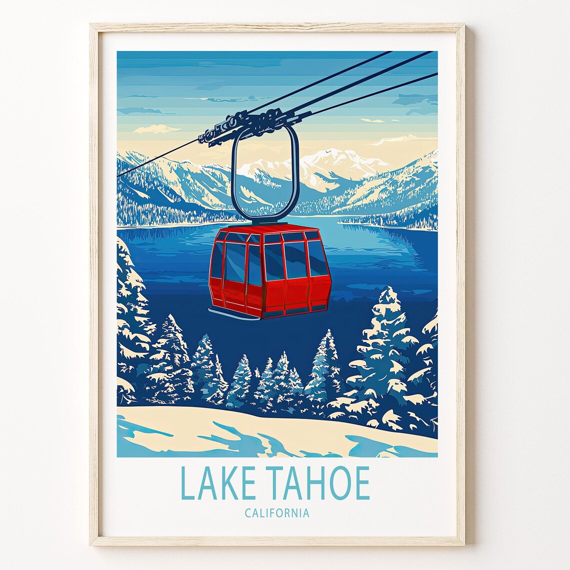 Lake Tahoe Winter Travel Poster, California Art Print