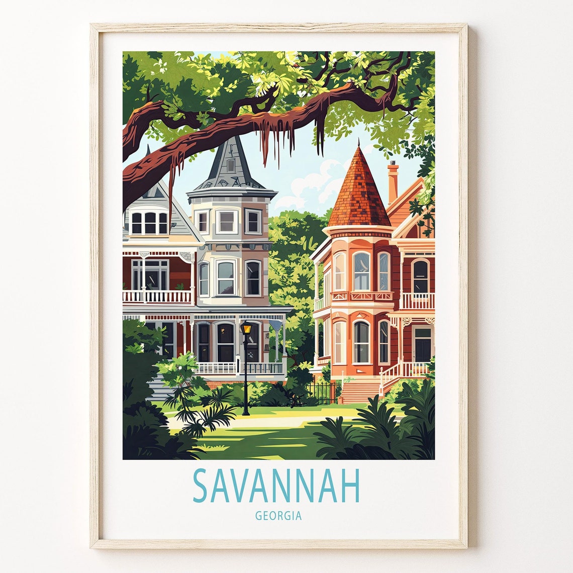 Savannah Georgia Travel Poster Savannah Wall Art Georgia Travel Print Birthday Gifts Wedding Gifts Home Decor