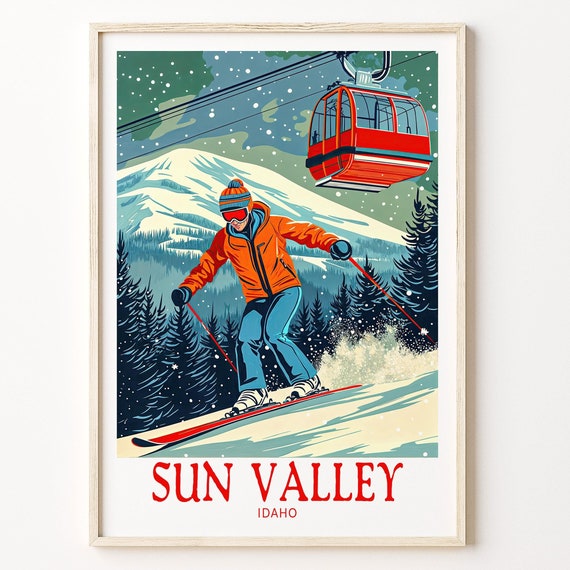 Sun Valley Idaho Travel Poster Wall Art Ski Resort Print Birthday Gifts Home Decor Personalised