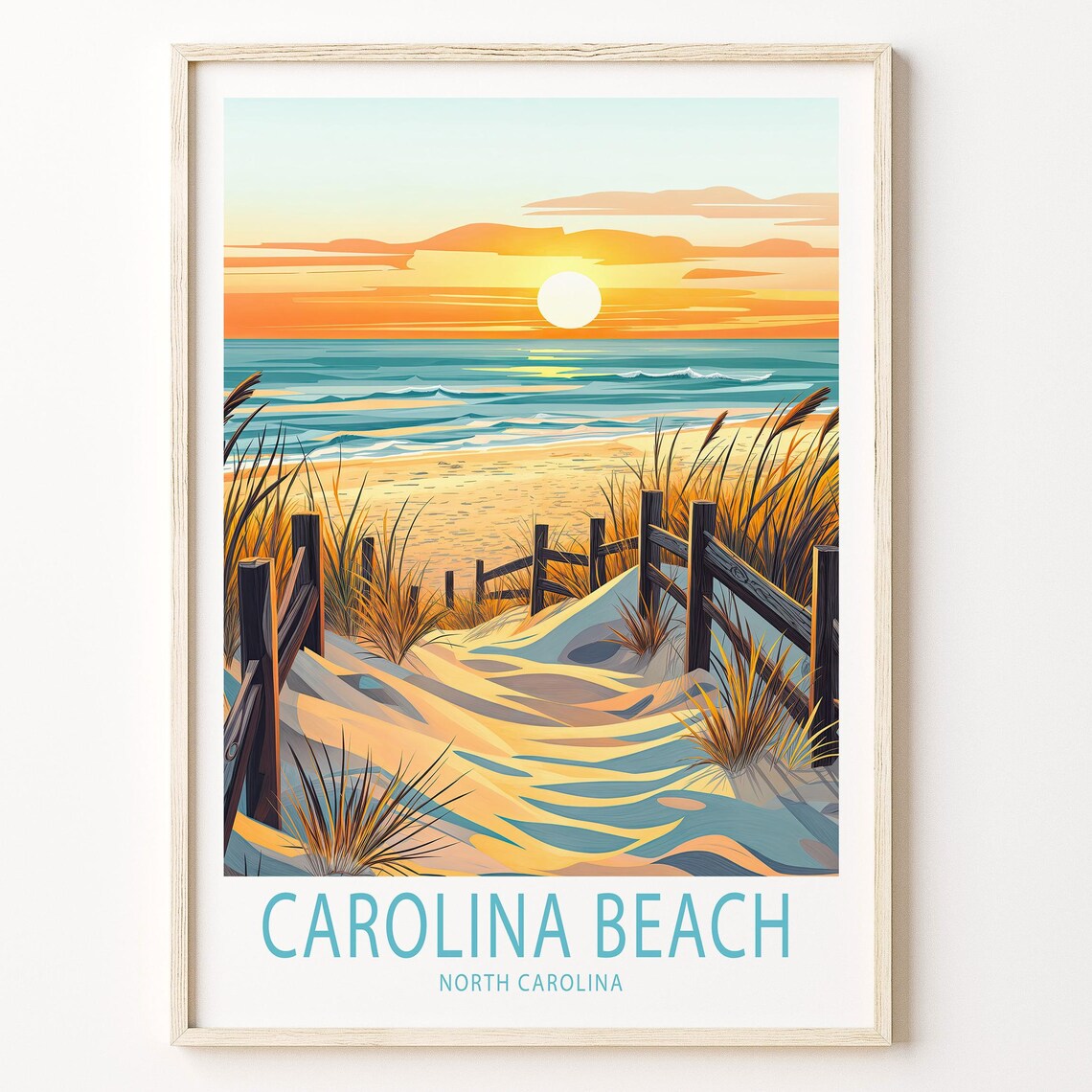 Carolina Beach North Carolina Dune Path Ocean Sunset Art Poster
