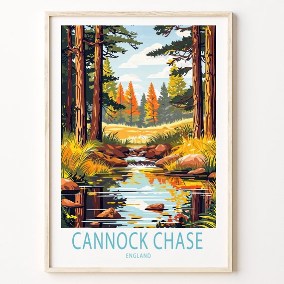 Cannock Chase Travel Poster, England Landscape Art Print