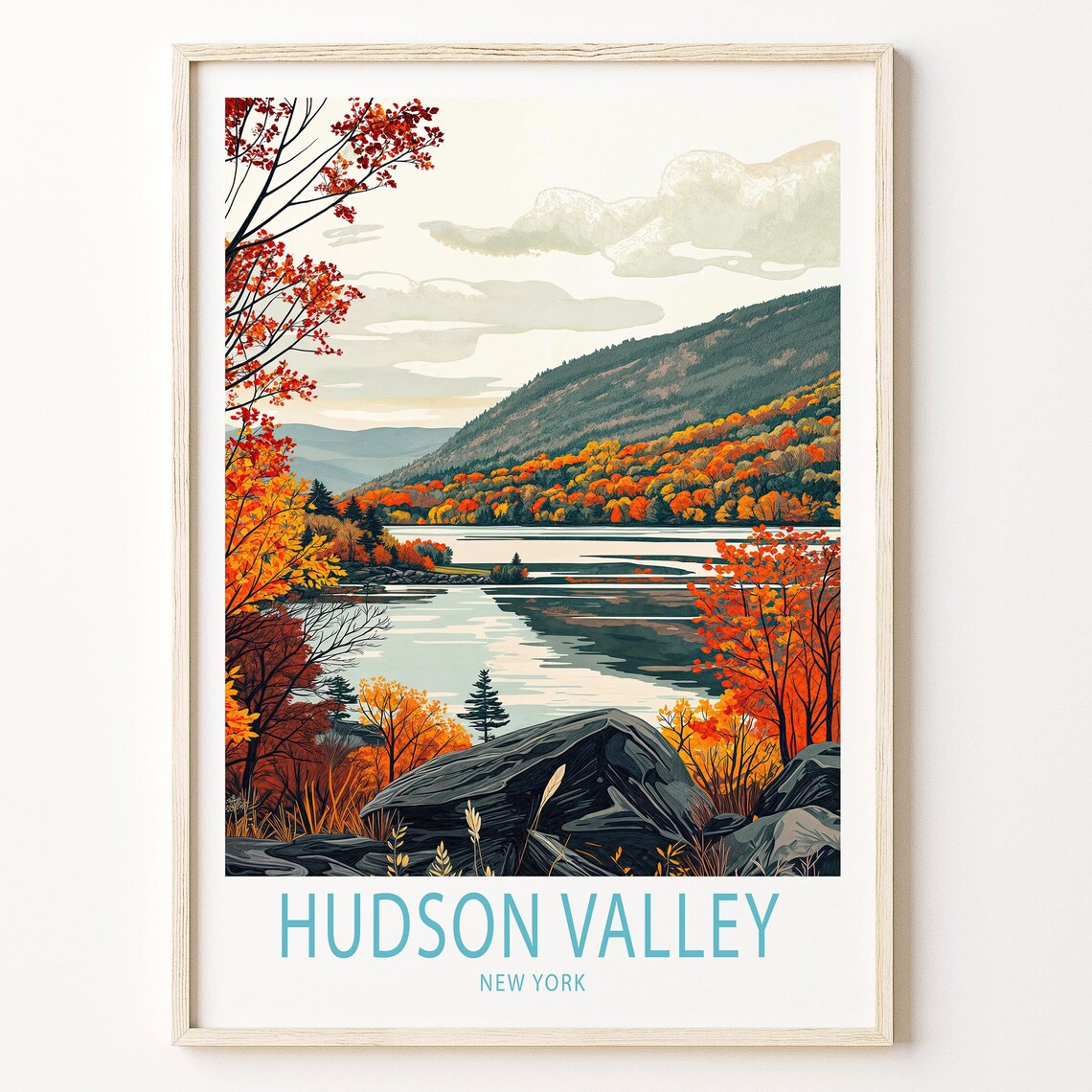 Hudson Valley Travel Poster, New York Landscape