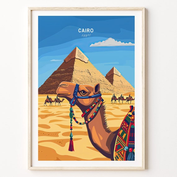 Cairo Egypt Pyramids Poster North Africa Travel Wall Art Print Home Decor Gifts Birthday