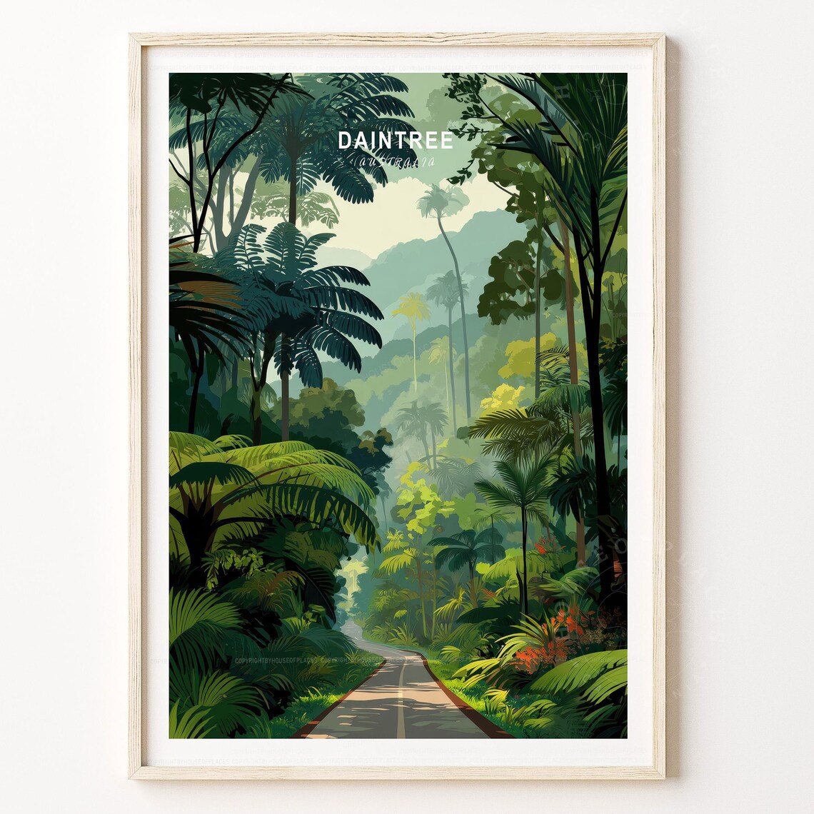 Daintree Australia Lush Jungle Tropical Forest Retro Travel Poster