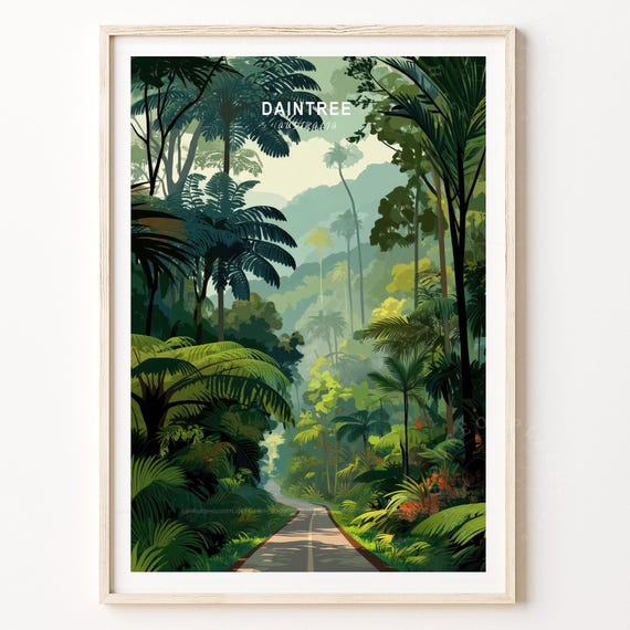 Daintree Travel Poster Australia Wall Art Print Housewarming Gifts Custom Birthday Present