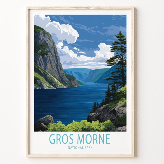 Gros Morne National Park Newfoundland Fjord Cliff Travel Poster