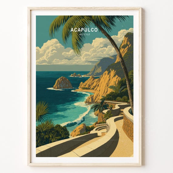 Acapulco Travel Poster Mexico Wall Art Print Home Decor Birthday Gifts Minimalist