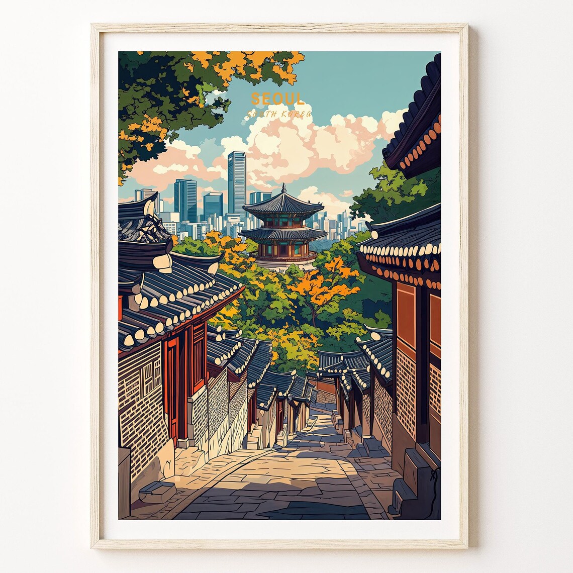 Seoul South Korea Travel Poster, Asia Wall Art Print