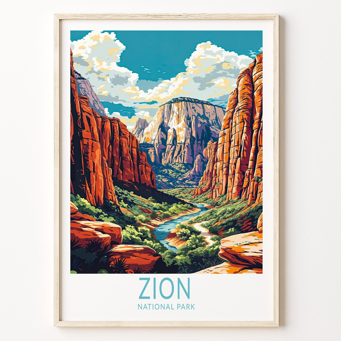 Zion National Park Travel Poster, Utah Landscape