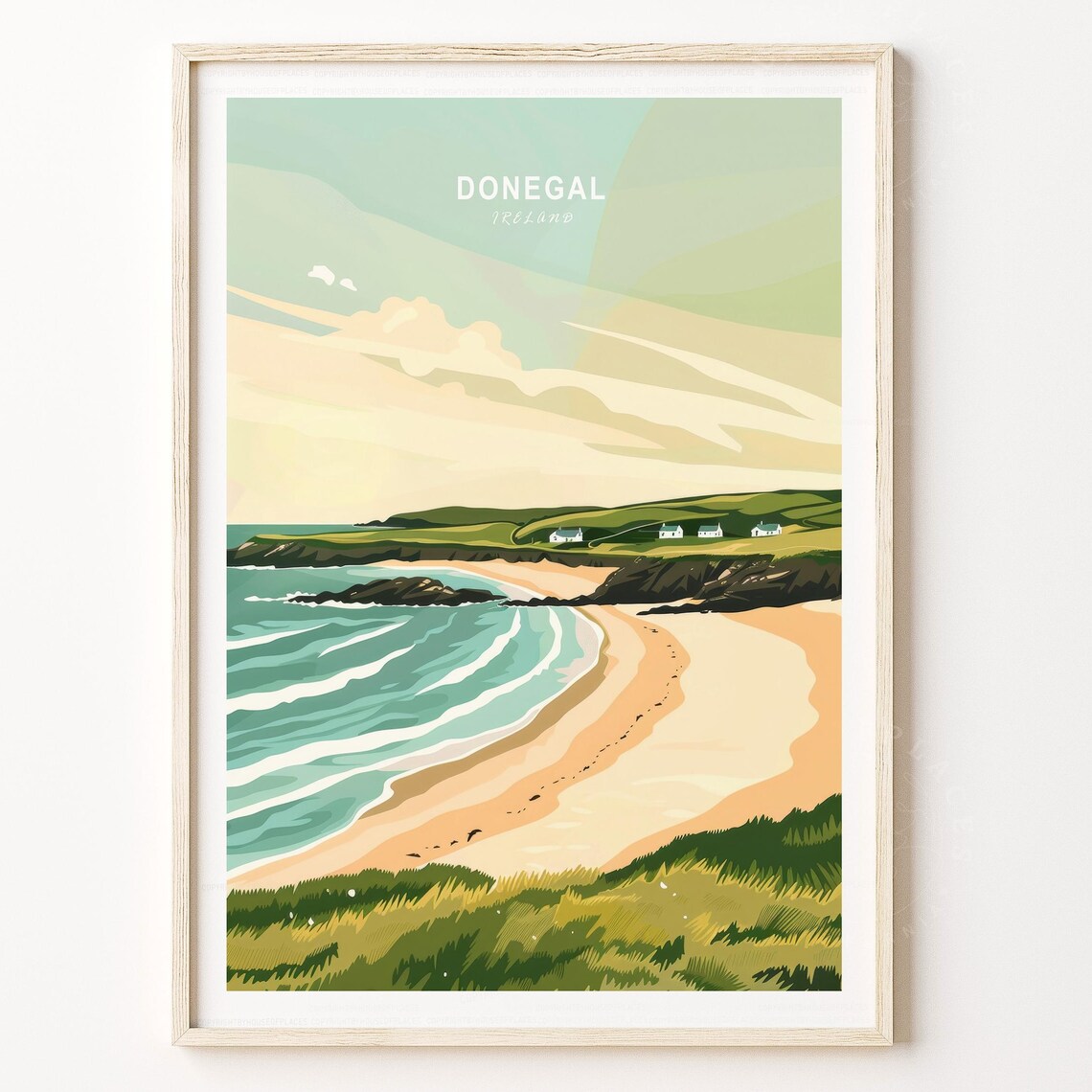 Donegal Ireland Sandy Beach Dunes Ocean Waves Coastal Travel Poster