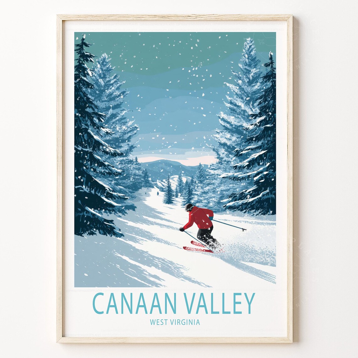 Canaan Valley West Virginia Ski Travel Poster Winter Snow Art