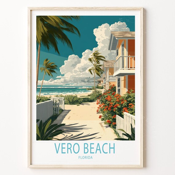 Vero Beach Florida Vintage Palm Beach Path Coastal Travel Poster