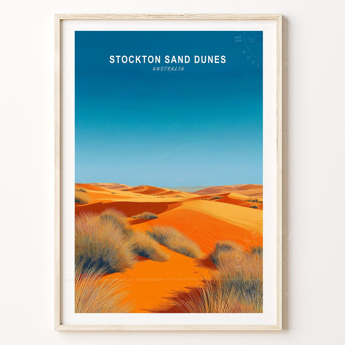 Stockton Sand Dunes Australia Golden Desert Retro Travel Poster