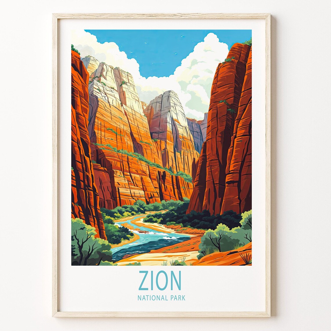 Zion National Park Travel Poster, Utah Park