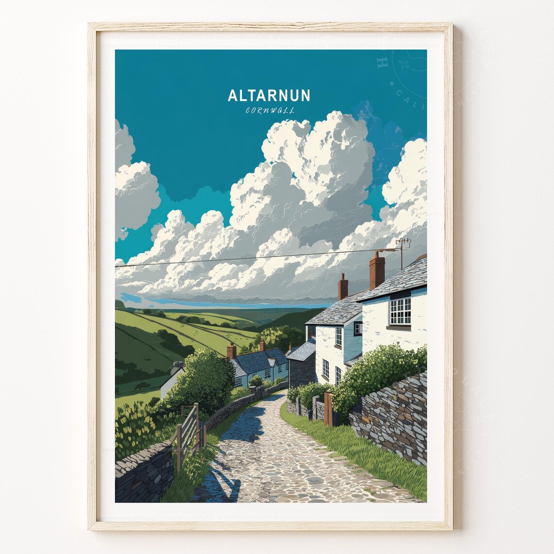 Altarnun Cornwall Village Lane Cottages England Travel Poster