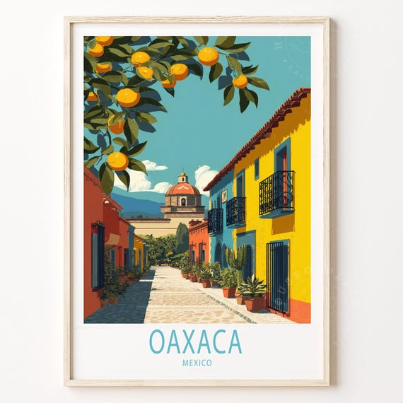 Oaxaca Mexico Travel Poster Wall Art Print Personalised Home Decor Birthday Present