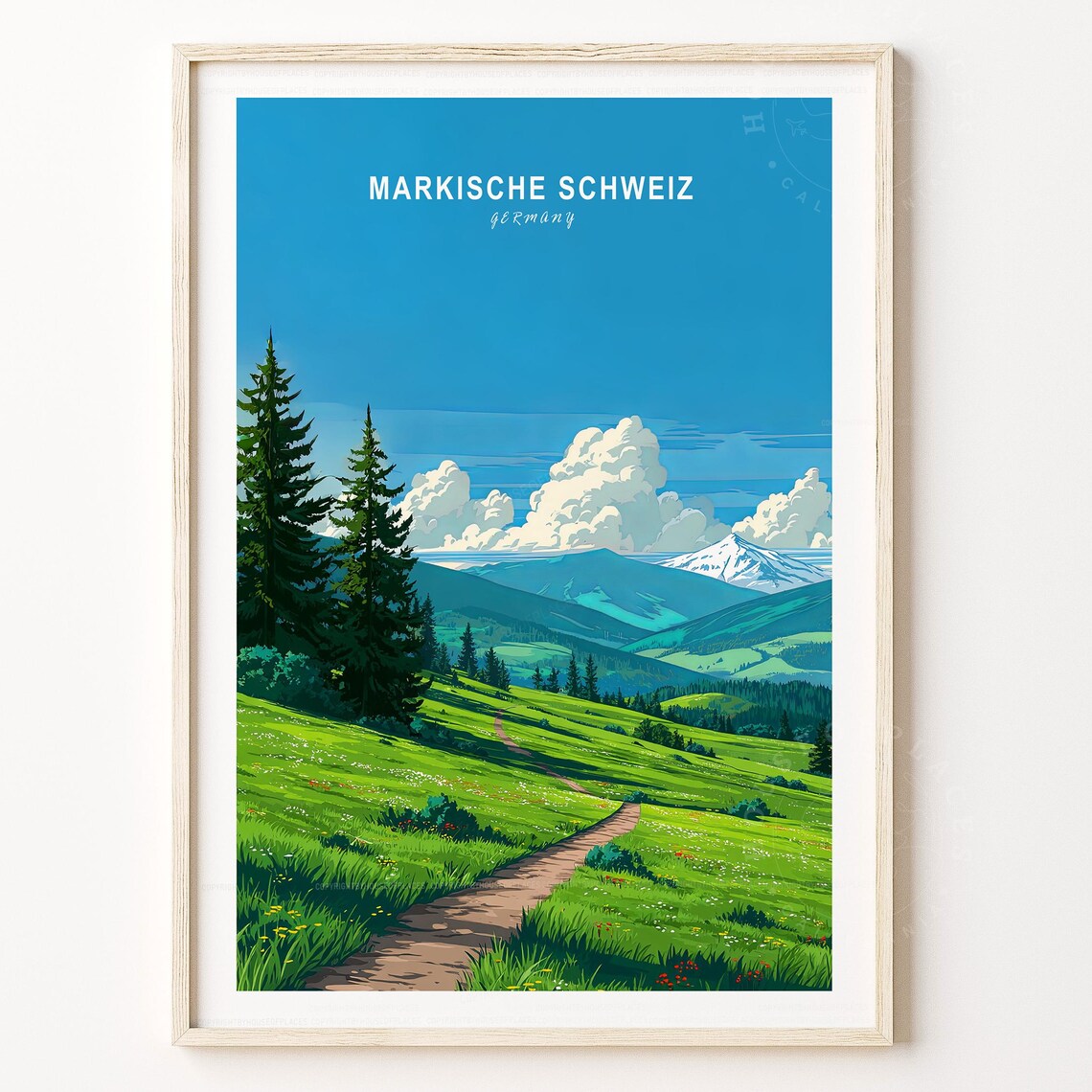 Markische Schweiz Germany Pine Meadow Trail Scenic Travel Poster