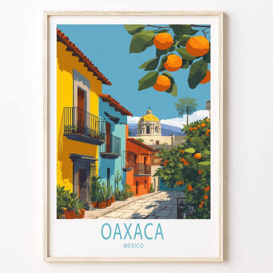 Oaxaca Mexico Travel Poster Wall Art Print Personalised Home Decor Wedding Present