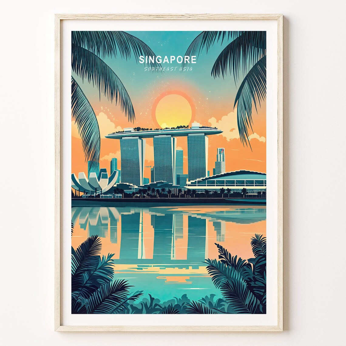 Singapore Southeast Asia Travel Poster, Marina Bay Sands