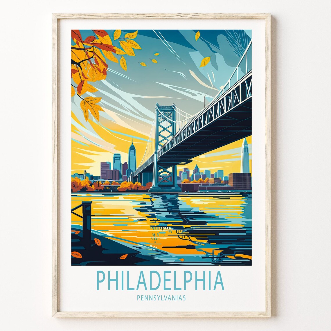 Philadelphia Travel Poster, Pennsylvania City Art Print