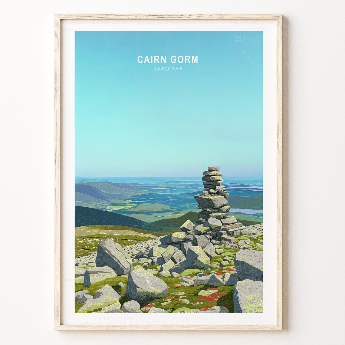 Cairn Gorm Scotland Mountain Summit Cairn Minimalist Travel Poster