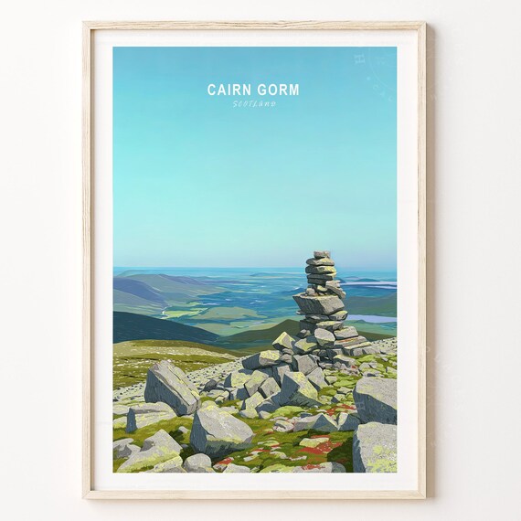 Cairn Gorm Scotland Mountain Summit Cairn Minimalist Travel Poster