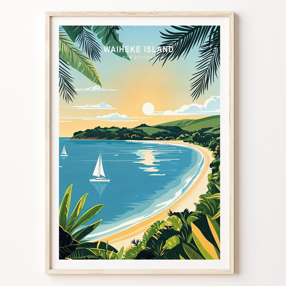 Waiheke Island Travel Poster Waiheke Island Coastal Wall Art New Zealand Travel Print City Personalaised Gifts Travel Gifts