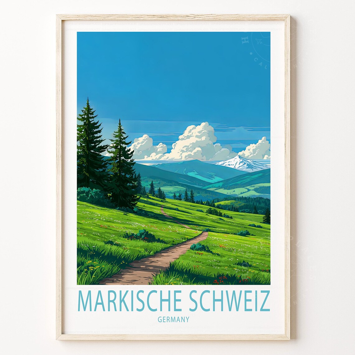 Markische Schweiz Germany Alpine Meadow Trail Vintage Travel Poster