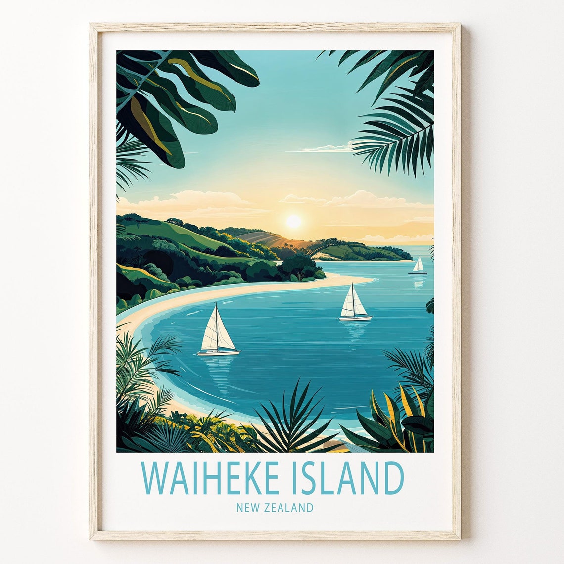 Waiheke Island New Zealand Poster New Zealand Travel Wall Art Waiheke Island Travel Gifts Wedding Present Birthday Gifts