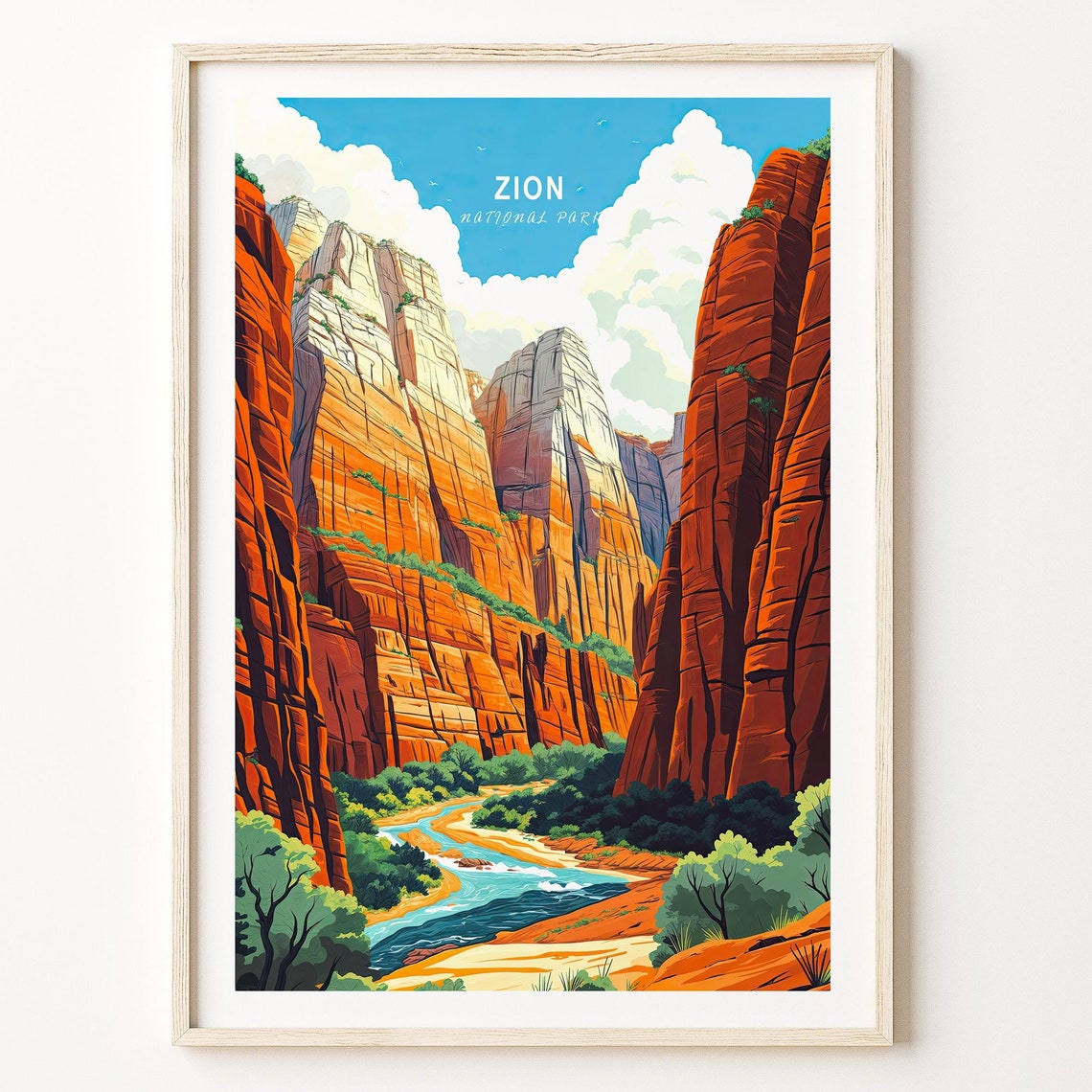 Zion National Park Poster Zion Utah National Park Wall Art National Park Print City Personalised Gifts Travel Gifts