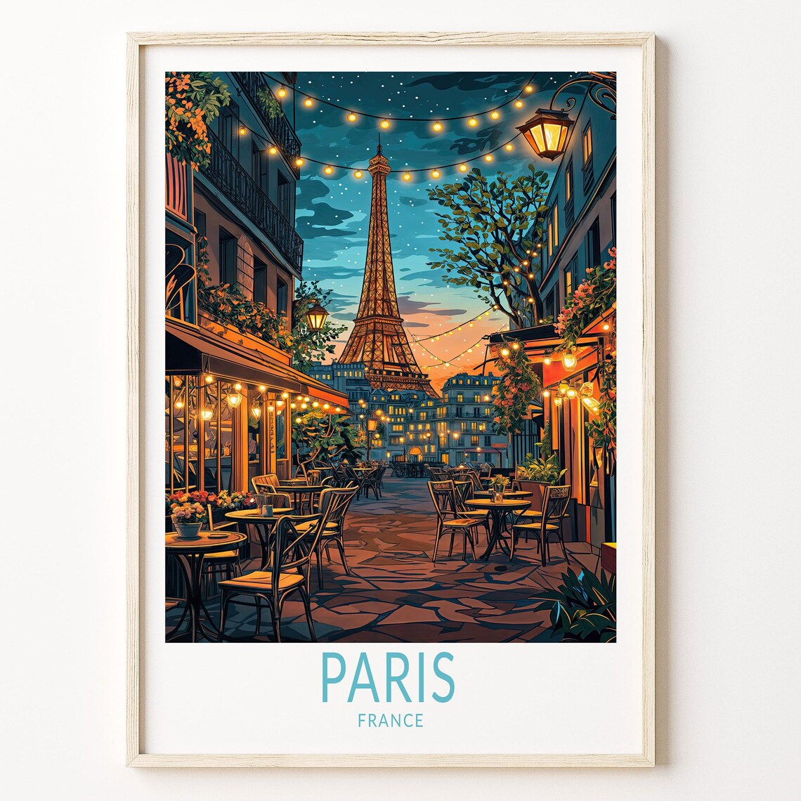 Paris Eiffel Tower France Travel Poster, City Art Print