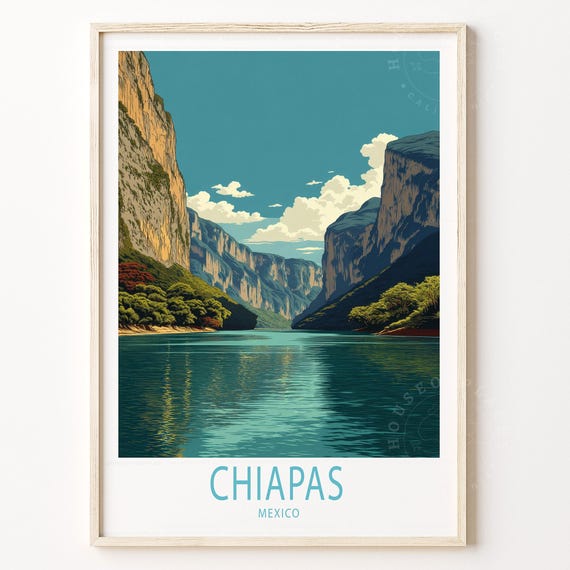 Chiapas Travel Poster Mexico Wall Art Print Home Decor Birthday Gifts Wedding Present Custom