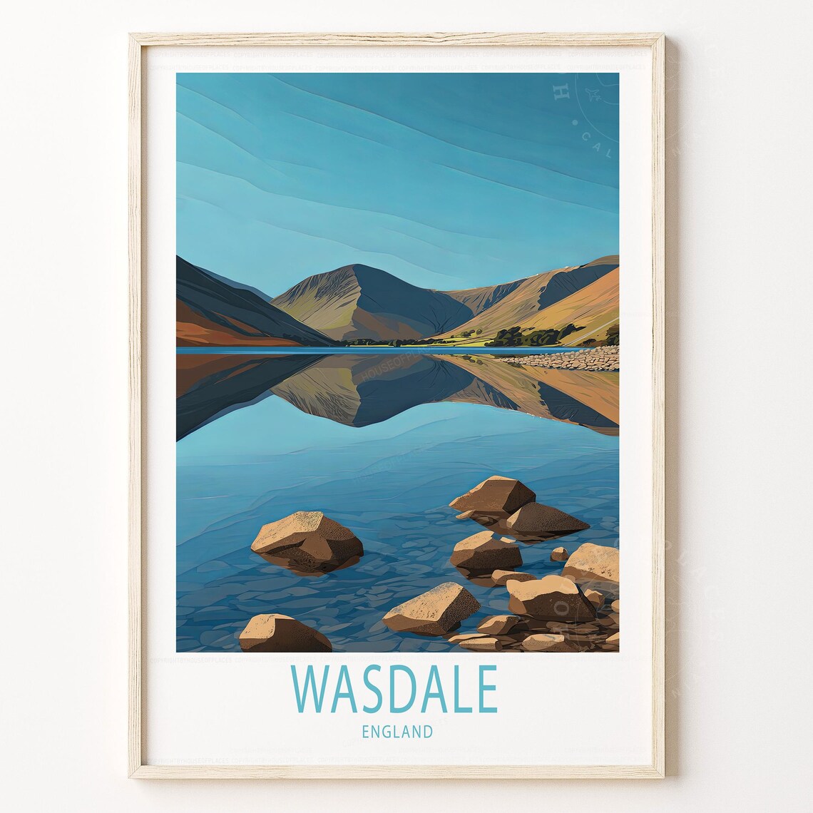 Wasdale England Mountain Lake Reflection Vintage Travel Poster Art