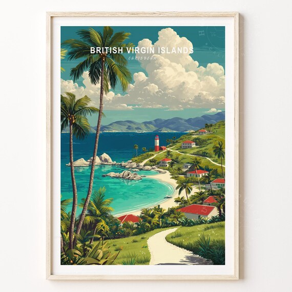 British Virgin Islands Caribbean Turquoise Bay Palms Island Poster