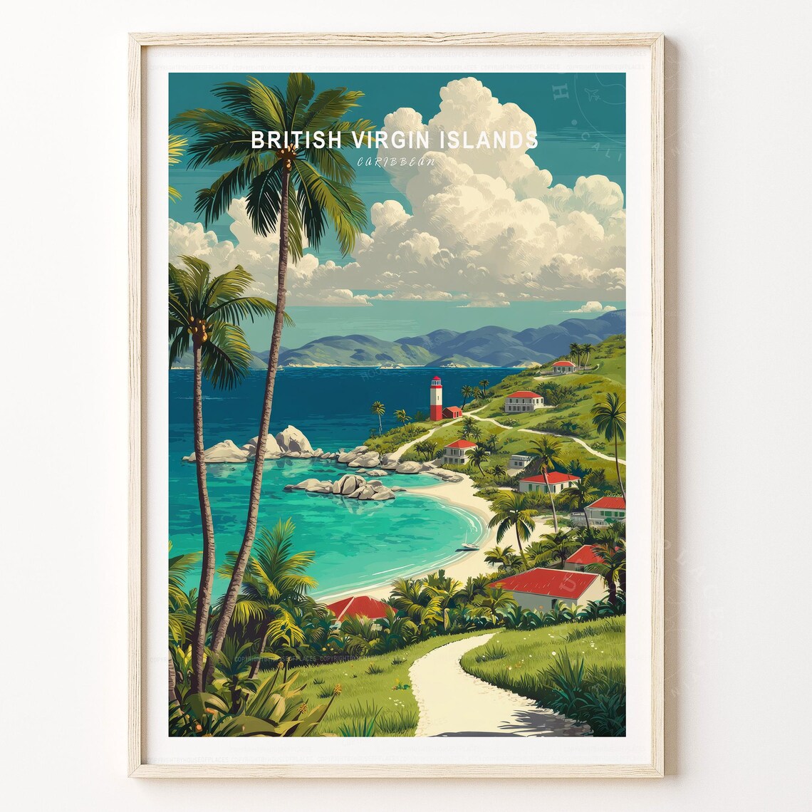 British Virgin Islands Caribbean Turquoise Bay Palms Island Poster