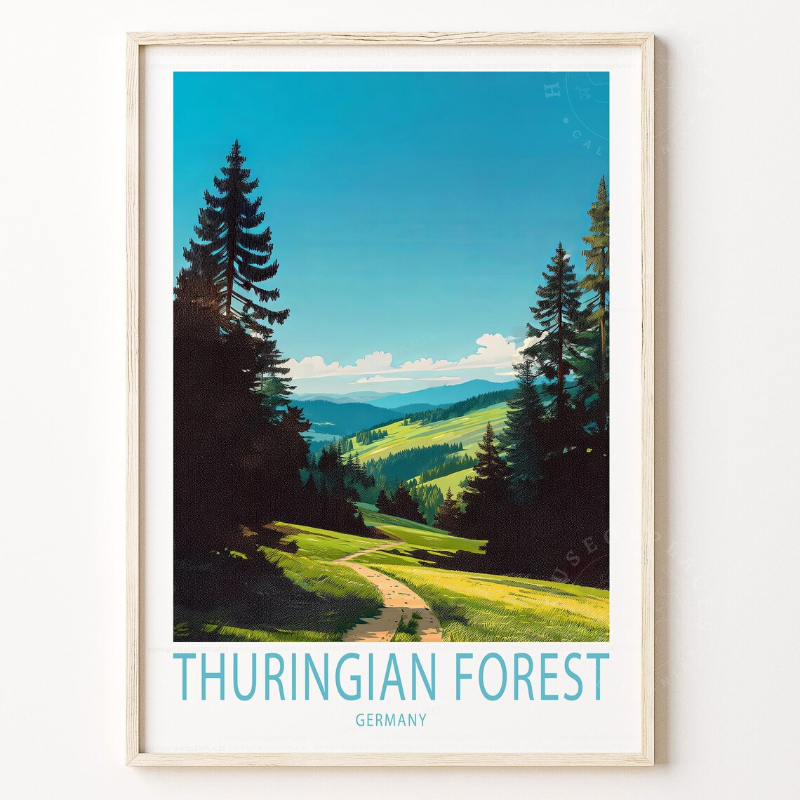 Thuringian Forest Germany Pine Valley Trail Vintage Travel Poster