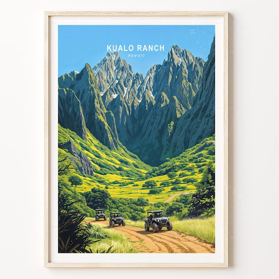 Kualo Ranch Hawaii Emerald Mountain Valley ATV Adventure Travel Poster