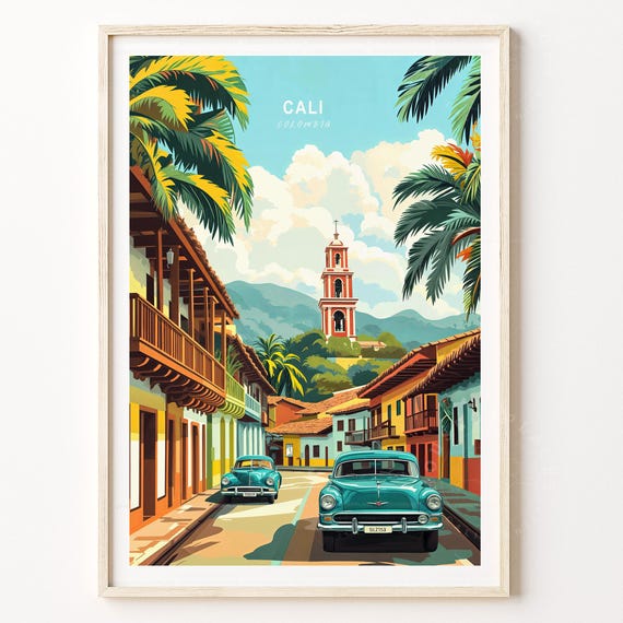 Cali Colombia Travel Poster Print Wall Art Minimalist Personalised Gifts