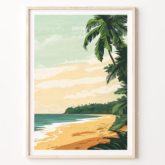 Uvita Travel Poster Costa Rica Wall Art Print Minimalist Birthday Gifts