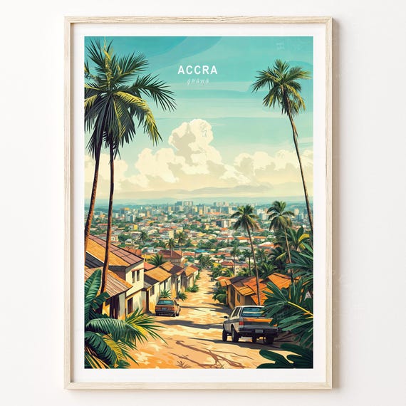 Accra Ghana Travel Poster Print Wall Art Minimalist Personalised Gifts