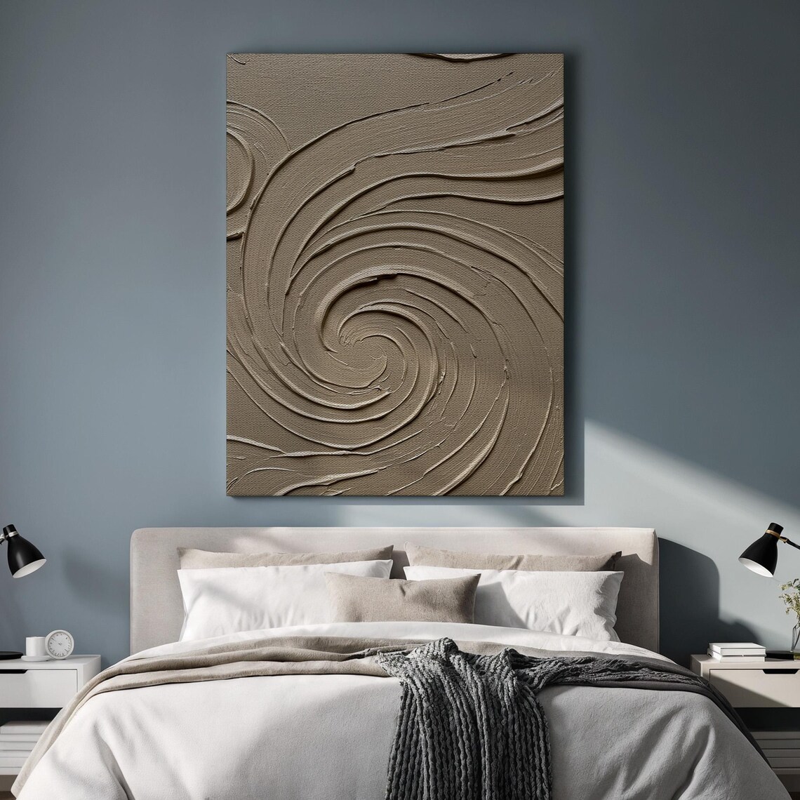 Beige Spiral Plaster Textured Abstract Minimal Neutral Art Poster