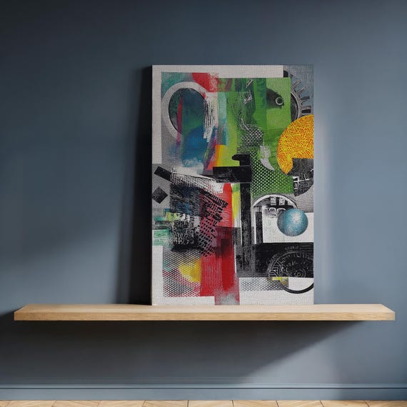 Abstract Geometric Shapes Canvas Wall Art Colorful Modern Painting With Bold Patterns Framed Contemporary Print For Artistic Interiors