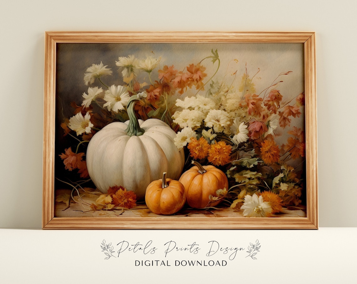 Pumpkin Still Life Rustic Autumn Art Print