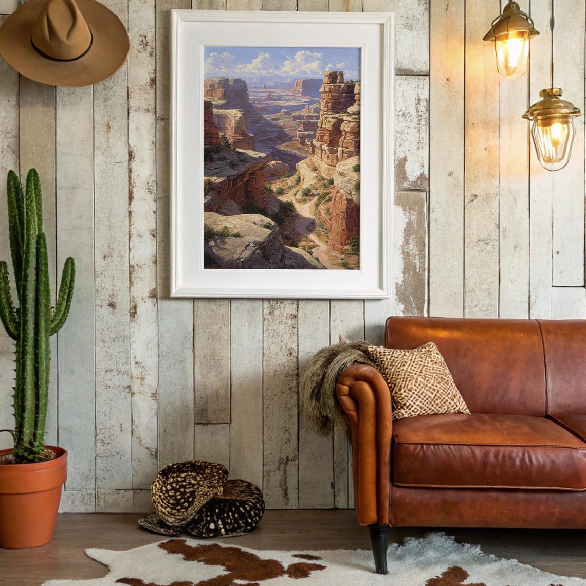 Grand Desert Canyon Landscape Sunlit Red Rock Cliffs Art Poster