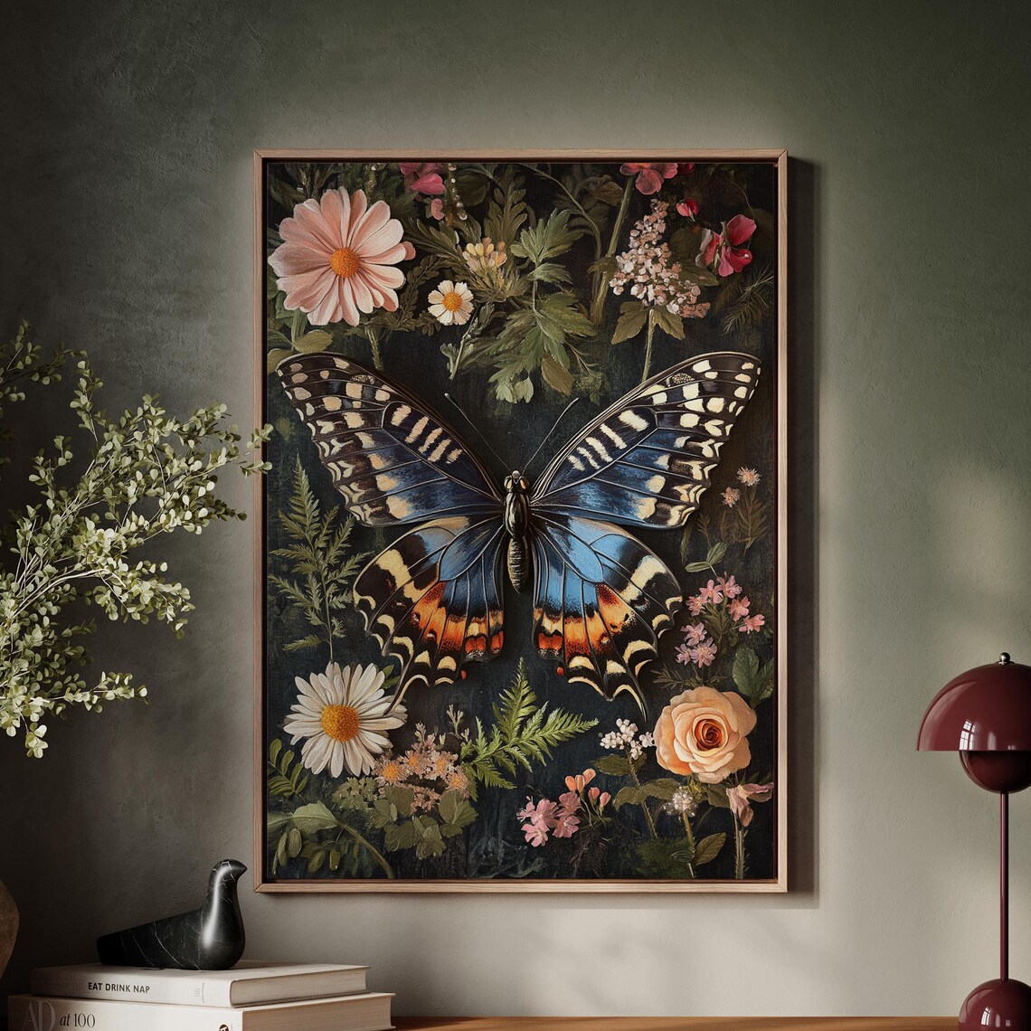 Butterfly And Floral Botanical Decor Art Print